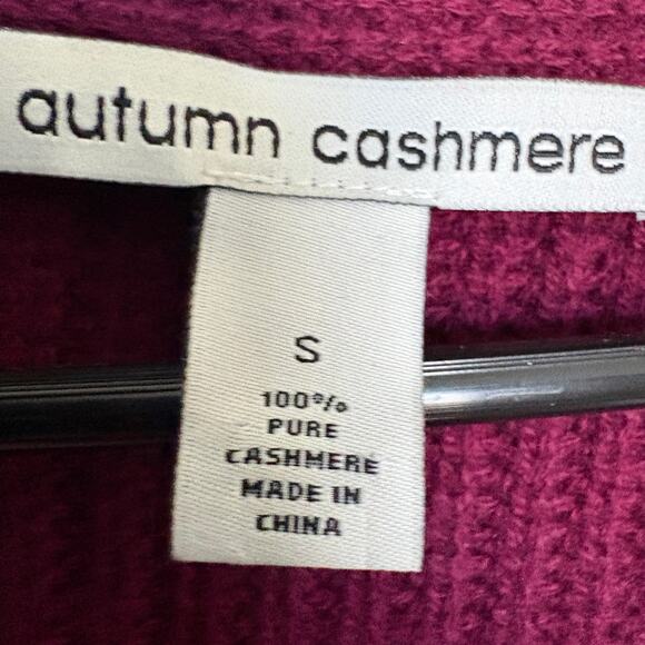 Autumn Cashmere Sweater S Burgundy VNeck Tunic 100% Cashmere Ribbed quietluxury - Picture 5 of 5